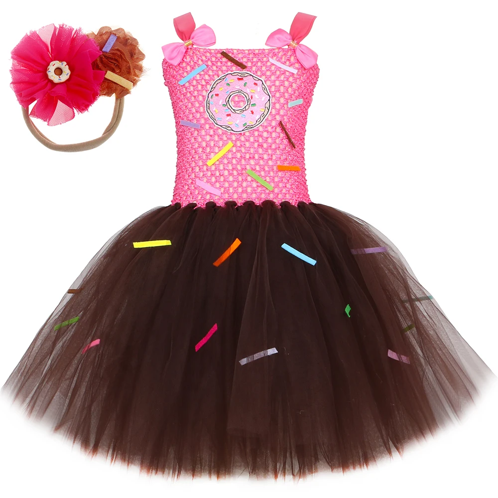 

Baby Girl Donut Costume Candy Theme Dress for Kids Birthday Party Gifts Sweet Chocolate Doughnut Cookie Tutu Dress Girls Clothes