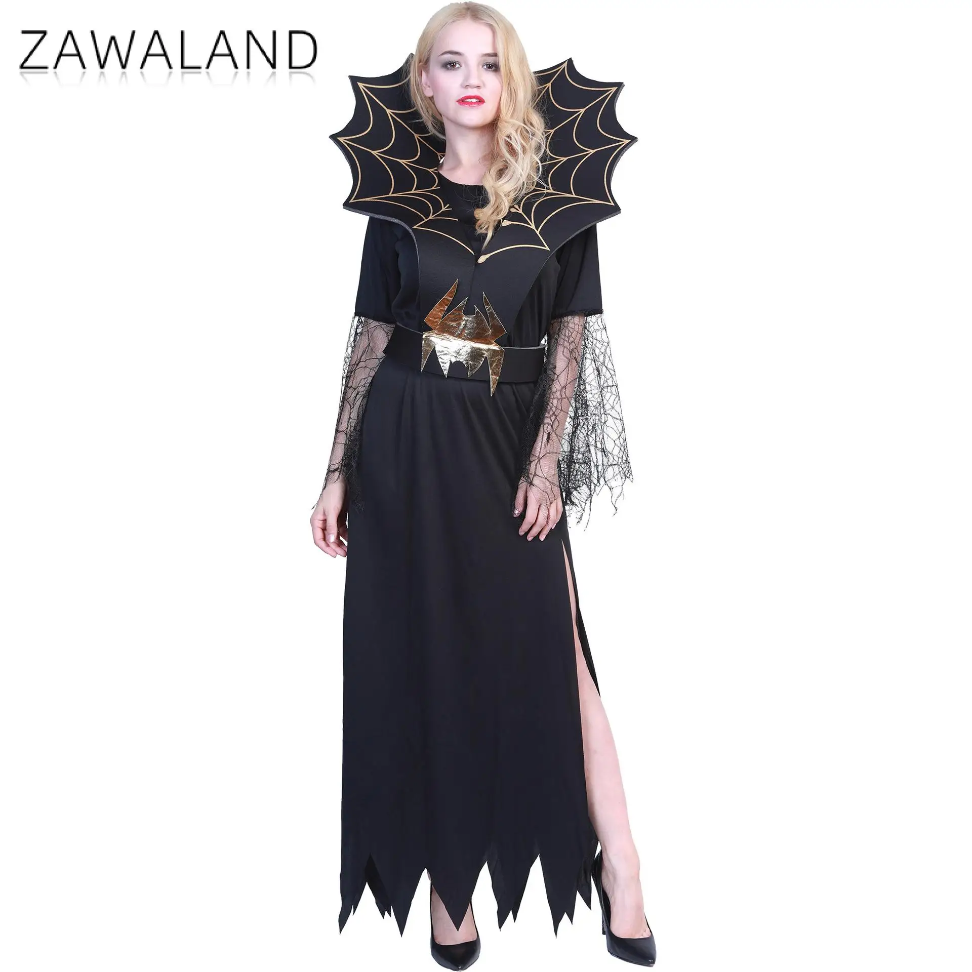 

Zawaland женское платье на Хэллоуин, косплей костюм ведьмы, аниме, Элегантное открытое платье ведьмы, женская готическая одежда для выступления на сцене