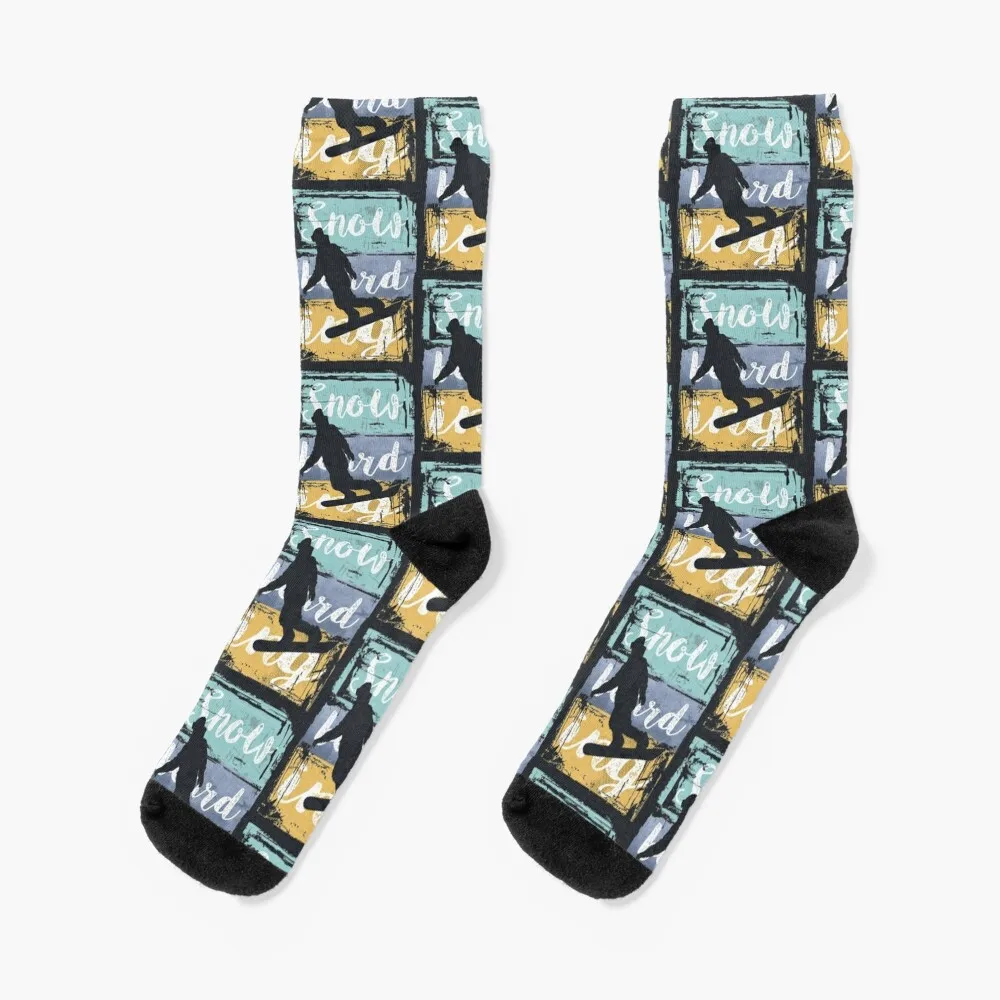 

Snowboarding Tee - Vintage Retro Snowboarder Socks floor socks cartoon socks Women's Socks Men's