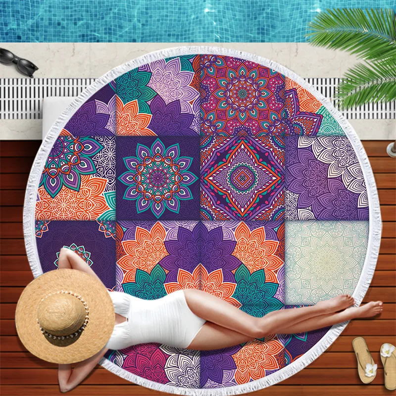 

Microfiber Round Beach Towel Mandala Tapestry Beach Towel Bohemian Yoga Mat Swimming Bath Towel Chiffon Tapestry Wall Hanging