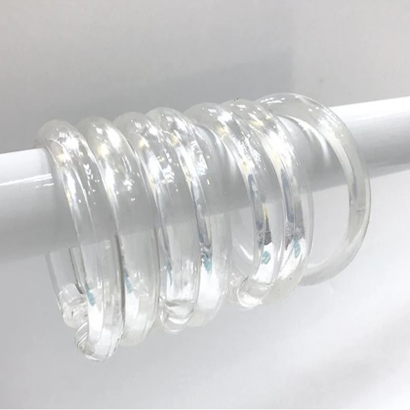 

Plastic O-ring Shower Curtain Hook Transparent Color O-ring Hook Bathroom Shower Curtain Lining Hook Curtain Sliding Ring Clip