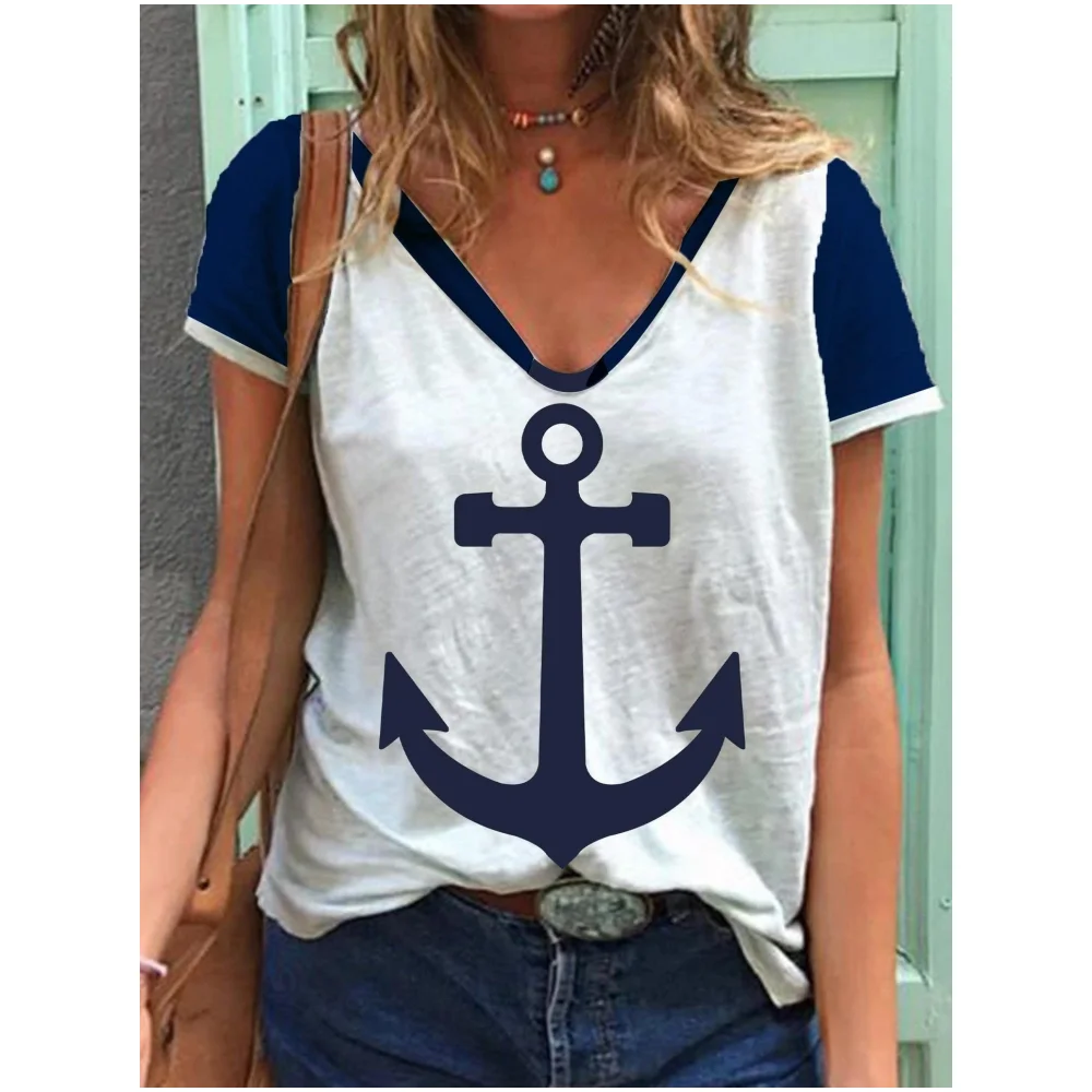 Summer Women T Shirt Short Sleeve Tops Creativity Anchor Graphic Clothing Everyday Street V-Neck Pullovers For Women'S Tees 2023
Summer Women T Shirt Short Sleeve Tops Creativity Anchor Graphic Clothing Everyday Street V-Neck Pullovers For Women'S Tees 2023