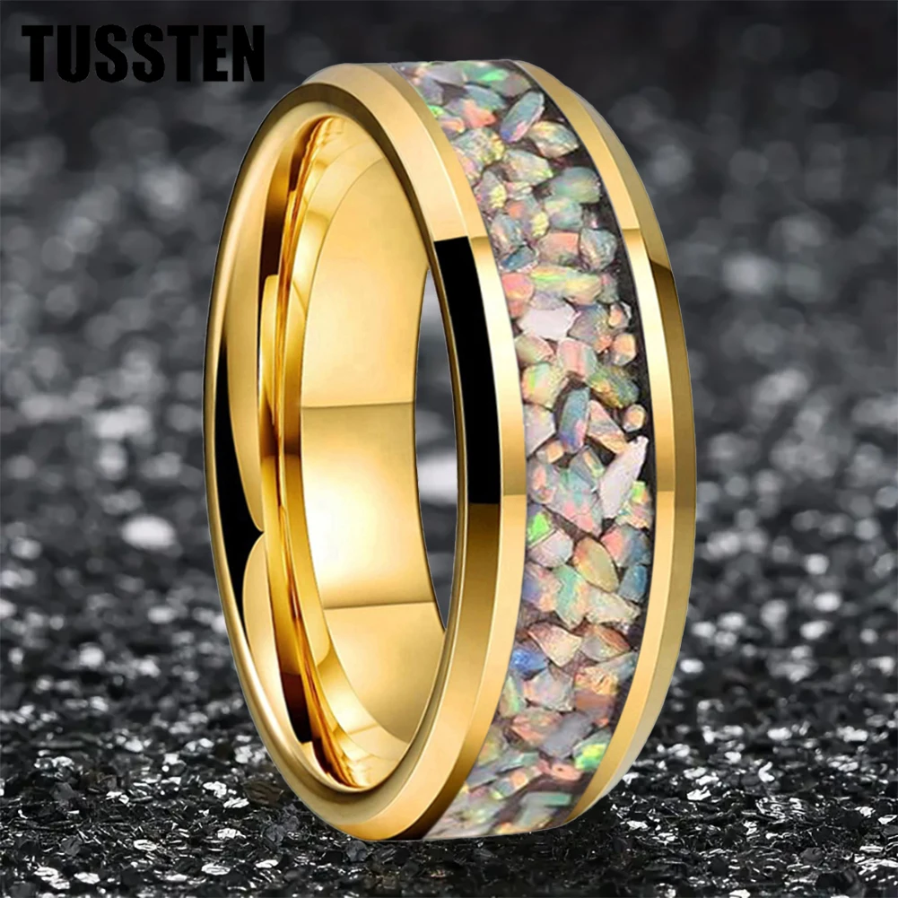 

Дропшиппинг TUSSTEN 6/8 мм цветное кольцо с опалом красивые женские вольфрамовые обручальные кольца модные ювелирные изделия удобные