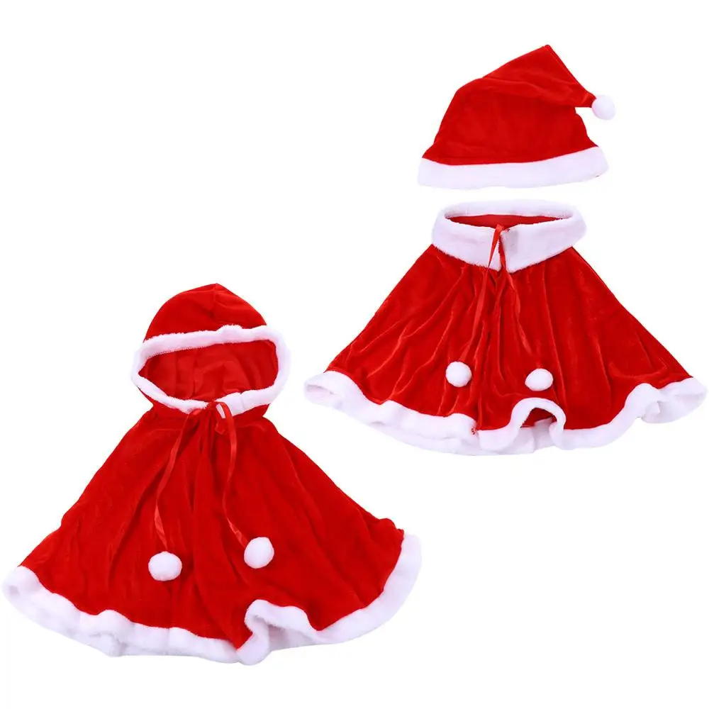 

Autumn Winter Party Costumes Dress Polyester Santa Claus Costume Women Hooded Ponchos Cosplay Costume Xmas Cape Christmas Cloak