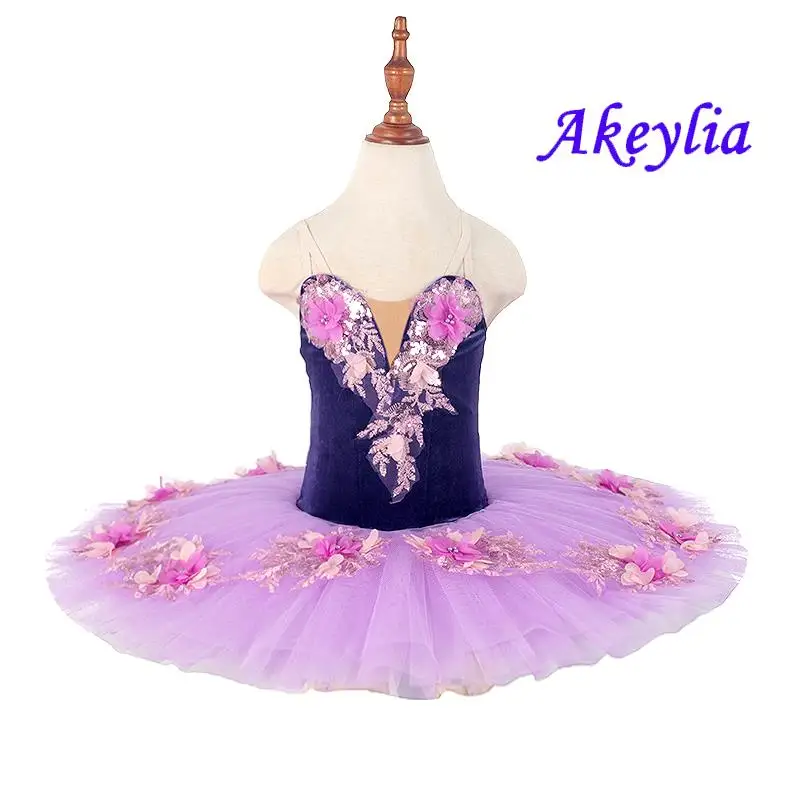 

Fairy doll Pre-professional ballet tutus purple classical ballet tutu pancake dress for girls flower ballet tutu lilac 7 layers