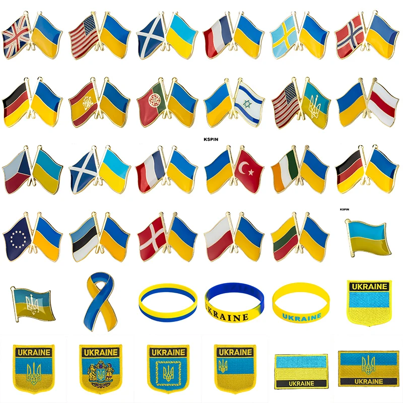 

USA Ukraine United Kingdom Ukraine Poland Ukraine Denmark Ukraine Sweden Ukrainn flag badge Flag Lapel Pin Brooch 10pcs a Lot
