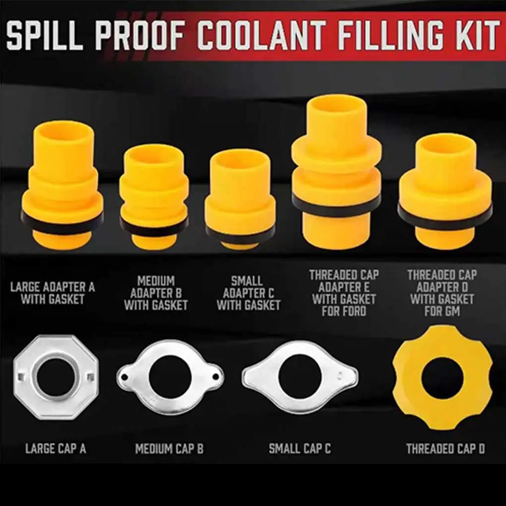 

14 Pieces/Set Radiator Coolant Filling Funnel Pouring Refill Spill-proof