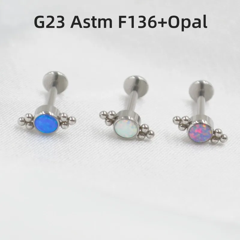 

10pcs G23 Astm F136 Opal Stone Balls Lip Labret Ring Bar Ear Cartilage Helix Rook Tragus Studs 16G Body Piercing Jewelry New