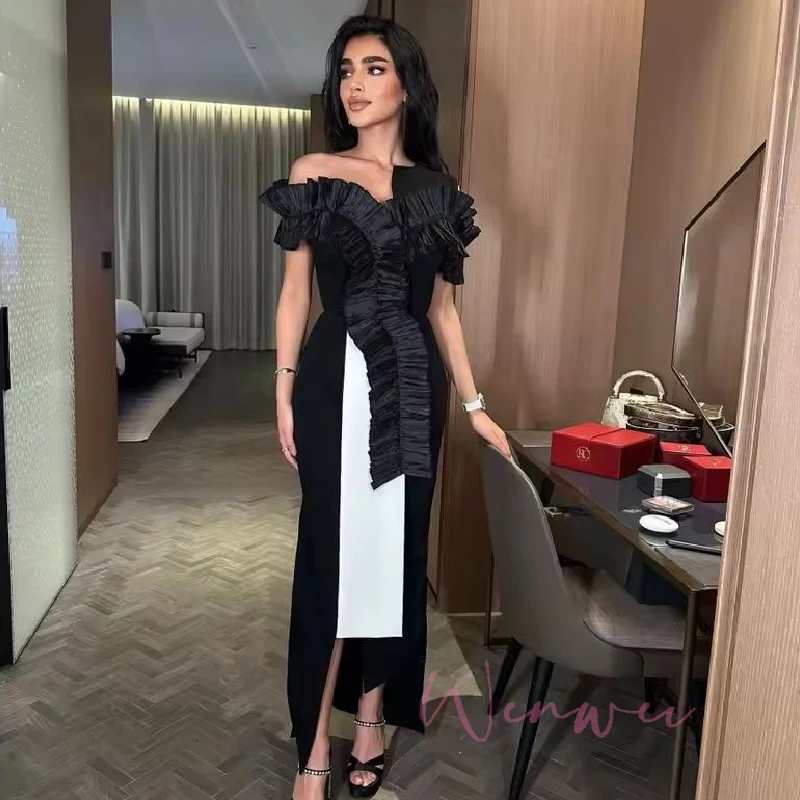 Customized Black Party Dresses Satin Ankle-Length Prom Dress 2025 Off The Shoulder Strapless robes de soirée Backless 1 S016231c79b684851bd1cfacac6b4c3d32