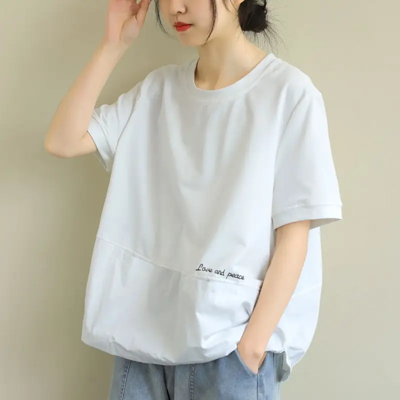 100% Cotton T Shirts Women Double Pocket Short Sleeve T-shirt Literature Loose O-Neck Solid Casual Oversized Tops Summer Tshirt
100% Cotton T Shirts Women Double Pocket Short Sleeve T-shirt Literature Loose O-Neck Solid Casual Oversized Tops Summer Tshirt