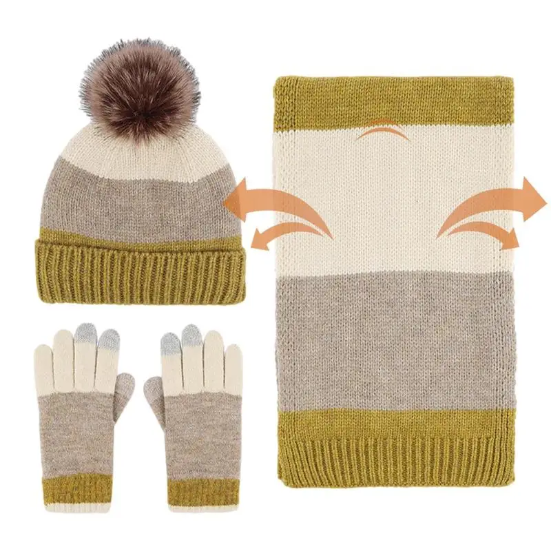 Женский комплект из шапки, шарфа и перчаток, Зимний вязаный теплый мягкий плотный Комплект из трех предметов, Рождественский женский теплый шарф 
Женский комплект из шапки, шарфа и перчаток, Зимний вязаный теплый мягкий плотный Комплект из трех предметов, Рождественский женский теплый шарф