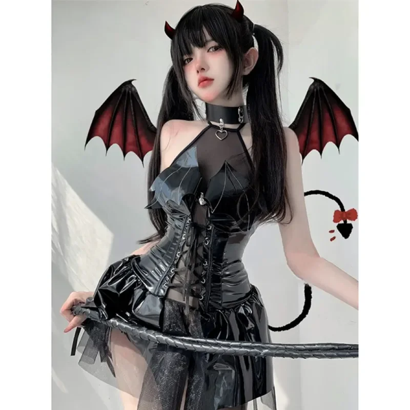 

Dark Witch Hollow Sleeveless Christmas Costumes Demon Game Dress Bandage Sexy Lingerie Uniform Halloween Costumes For Women