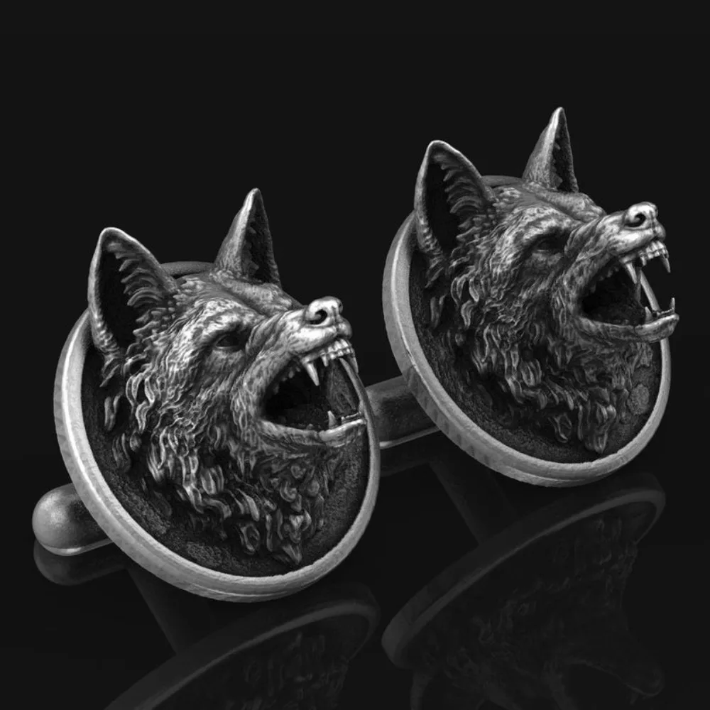

Vintage Wolf Head Jesus Personality Style Cufflinks Trendy Men's Party Performance Clothes Jewelry Accessories Friend Gifts