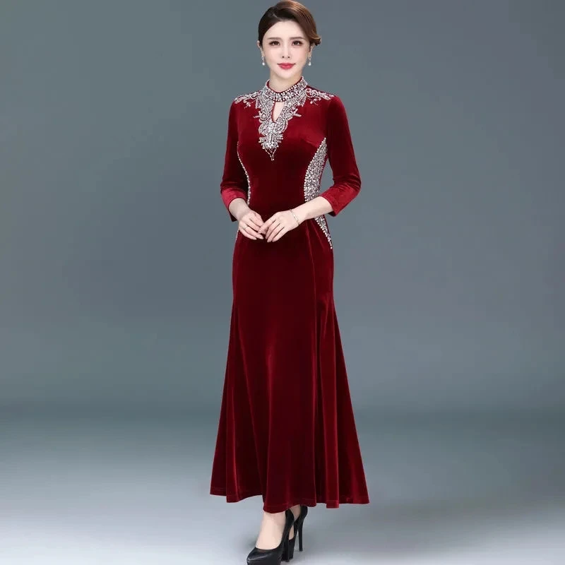 High End Temperament Elegant Women Cheongsam Dress Spring Autumn Fashion Slim Mermaid Dresses Mother Wedding Party Dress 6XL
High End Temperament Elegant Women Cheongsam Dress Spring Autumn Fashion Slim Mermaid Dresses Mother Wedding Party Dress 6XL