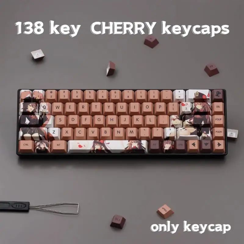 

Game Genshin Impact keycaps PBT Cherry Profile keycap for GMK cherry mx 61/64/68/75/cmk87/96/980/104/108 mechanical keyboard