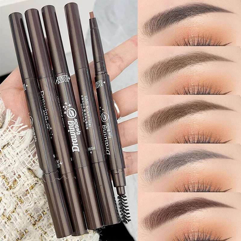 

5 Colors Double Head Eyebrow Pencil Long Lasting Waterproof Ultra-thin Eye Brow Pen Black Gray Rotary Naturally Makeup Cosmetics