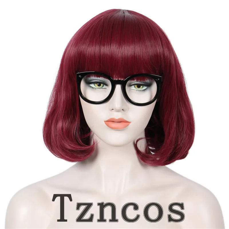

Tzncos Short Dark Magenta Bob Cosplay Wig Halloween Costume Wig for Women
