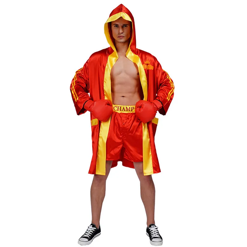 

Red Man Boxing Champion Cosplay Adult Halloween Boxer Suit Costume Carnival Purim Masquerade Nightclub Bar Role Play Party Dress