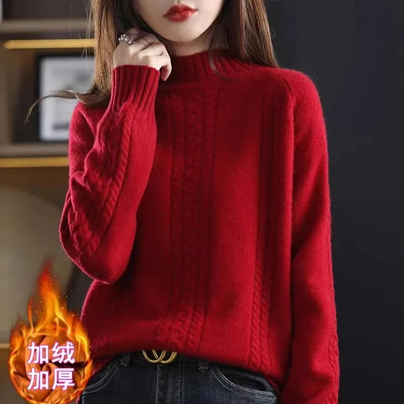Plush semi high neck sweater women pullover wear autumn winter new women shirt foreign style knitwear Jumper Pullovers Sweater
Plush semi high neck sweater women pullover wear autumn winter new women shirt foreign style knitwear Jumper Pullovers Sweater