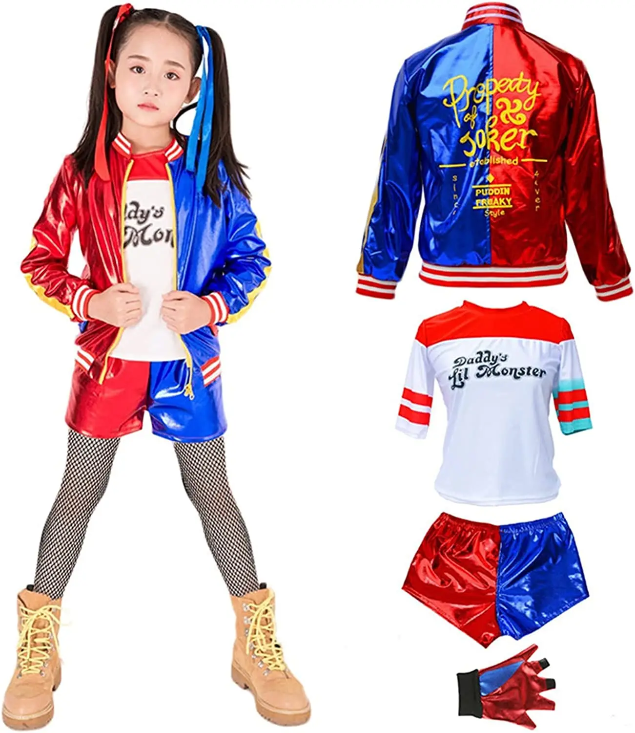 Movie Cosplay Costume Girls: Jacket Shorts T-shirt Gloves Set PU Leather Outfits Embroidery Suit
Movie Cosplay Costume Girls: Jacket Shorts T-shirt Gloves Set PU Leather Outfits Embroidery Suit
