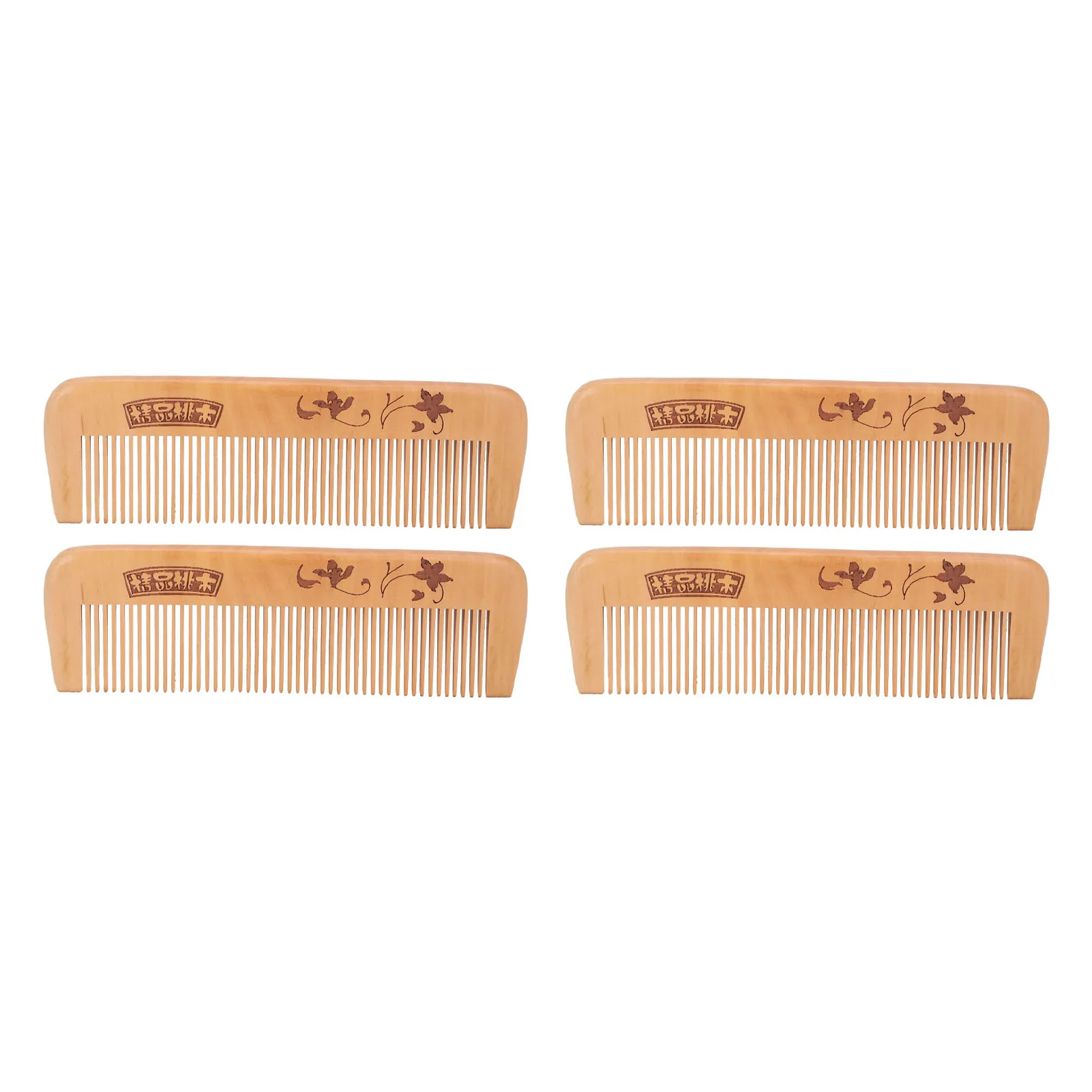 

Peach Wood Hair Comb Prevent Static Ergonomic Fine Tooth Scalp Massage Reduce Split Ends Wooden Hair Comb 17cm for Female