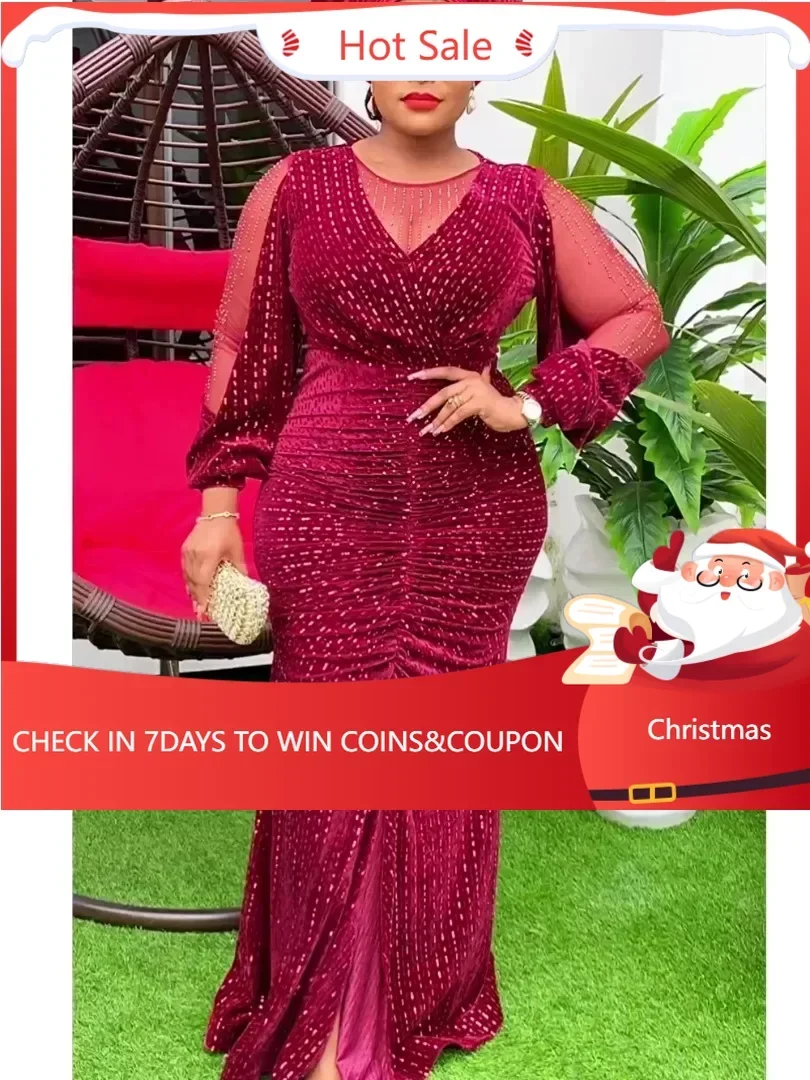 Plus Size African Elegant Party Dresses for Women 2024 New Sequin Evening Gown Kaftan Muslim Maxi Long Dress Ladies Clothing
Plus Size African Elegant Party Dresses for Women 2024 New Sequin Evening Gown Kaftan Muslim Maxi Long Dress Ladies Clothing