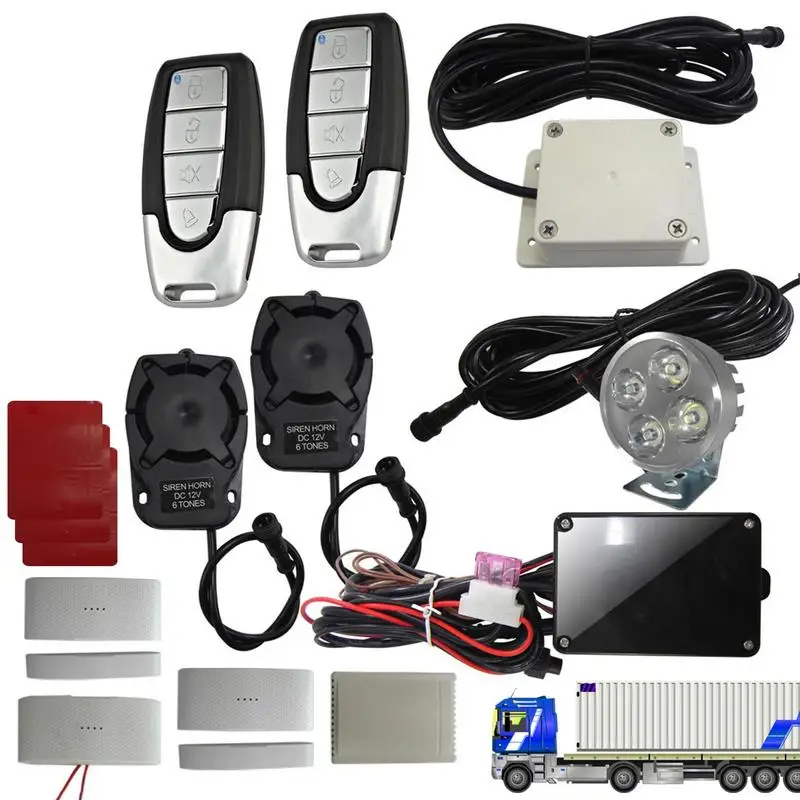 

Universal Car Alarm System Truck Alarm Systems With Remote Start 12V-24V Dual Induction Spotlights Anti-stealing Oil System Kit