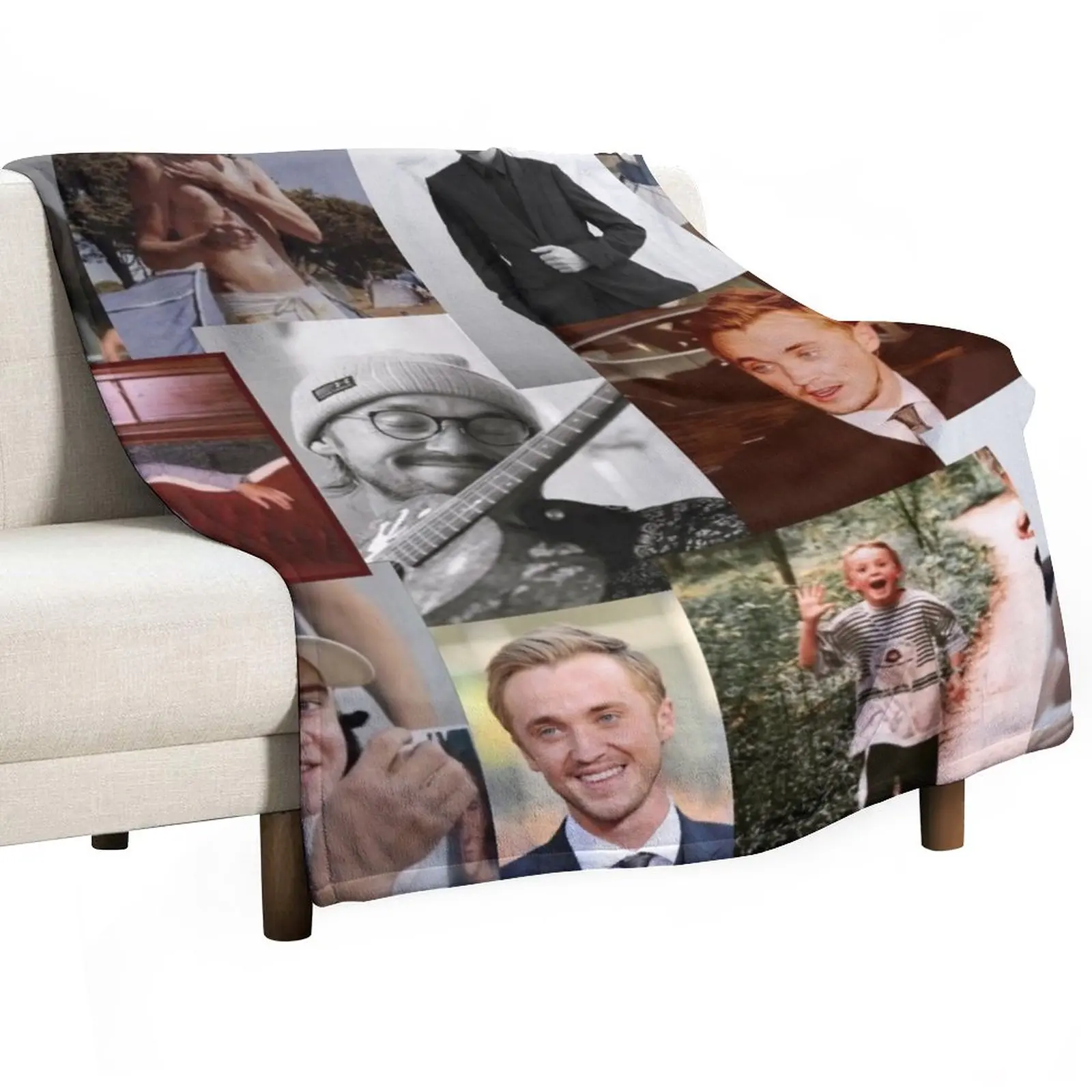 

Tom Felton collage Throw Blanket Luxury Designer Blanket Thermal Blanket Heavy Blanket