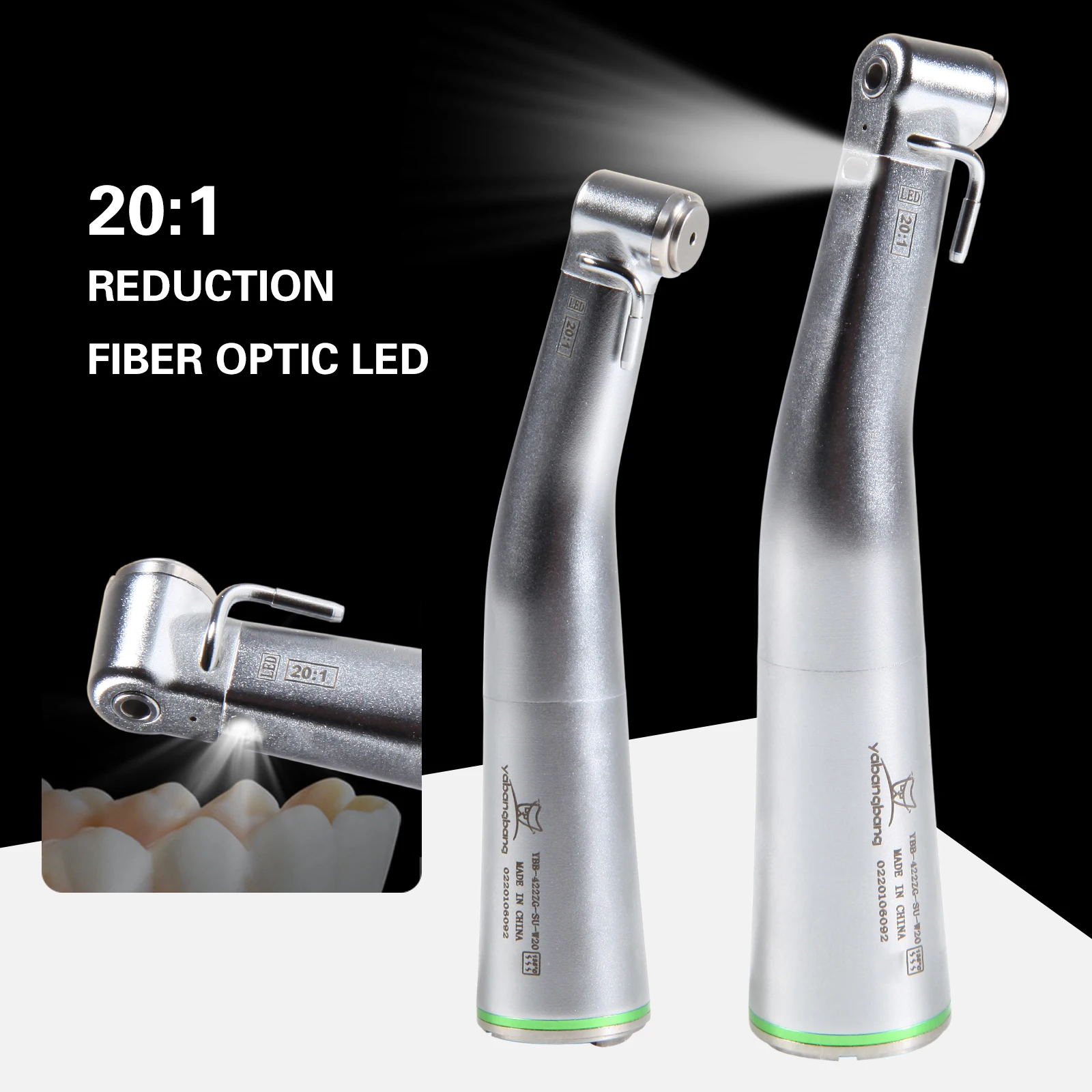 

Dental Fiber Optic 20:1 Gear Ratio Implant Push Button Contra Angle LED Low Speed Handpiece Fit NSK Style