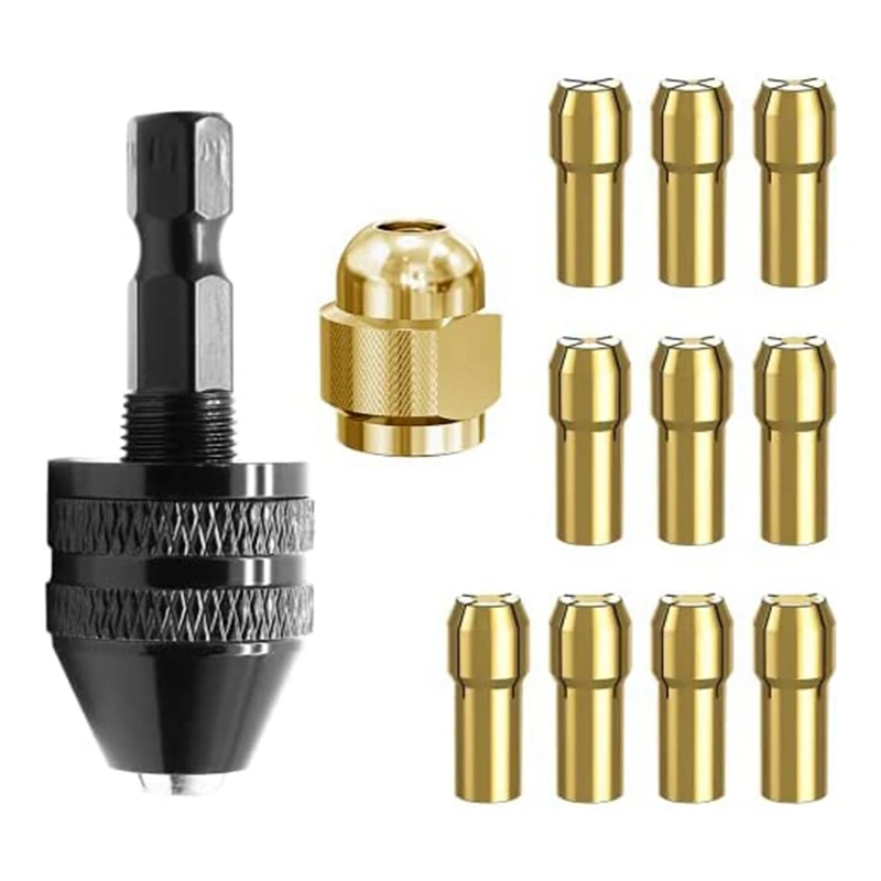 1Set Brass Collet Set Replacement Accessories + 1/32In To 1/8In Replacement 4486 Drill Keyless Bit Chuck Tool
1Set Brass Collet Set Replacement Accessories + 1/32In To 1/8In Replacement 4486 Drill Keyless Bit Chuck Tool