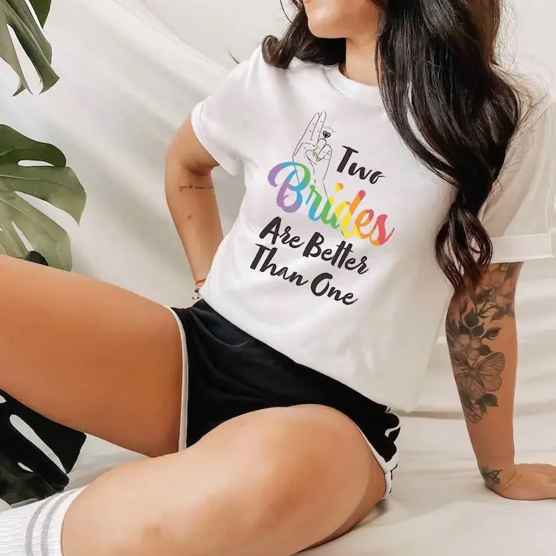 Two Brides Are Better Than One Lesbian Bride Shirt, Lesbian Wedding, Lesbian Bachelorette Party Decor, Two Brides Shirt,
Two Brides Are Better Than One Lesbian Bride Shirt, Lesbian Wedding, Lesbian Bachelorette Party Decor, Two Brides Shirt,