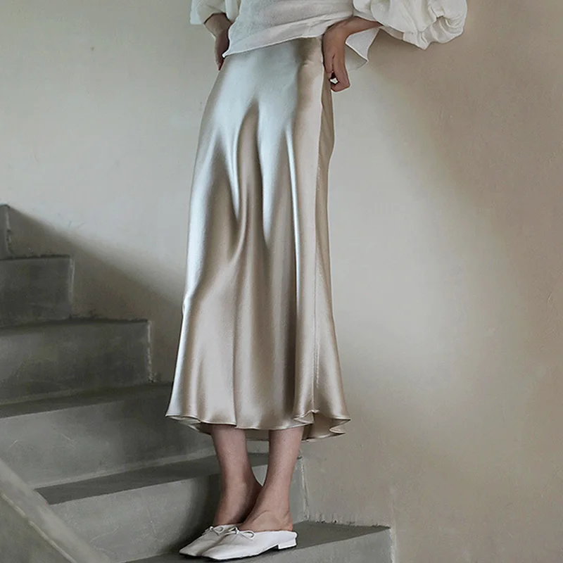 Women's Clothing A-Line High-waisted Silk Satin Fishtail Skirts Formal Luxury Beige Long Half Skirts Skinny Slim Summer Dress
Women's Clothing A-Line High-waisted Silk Satin Fishtail Skirts Formal Luxury Beige Long Half Skirts Skinny Slim Summer Dress