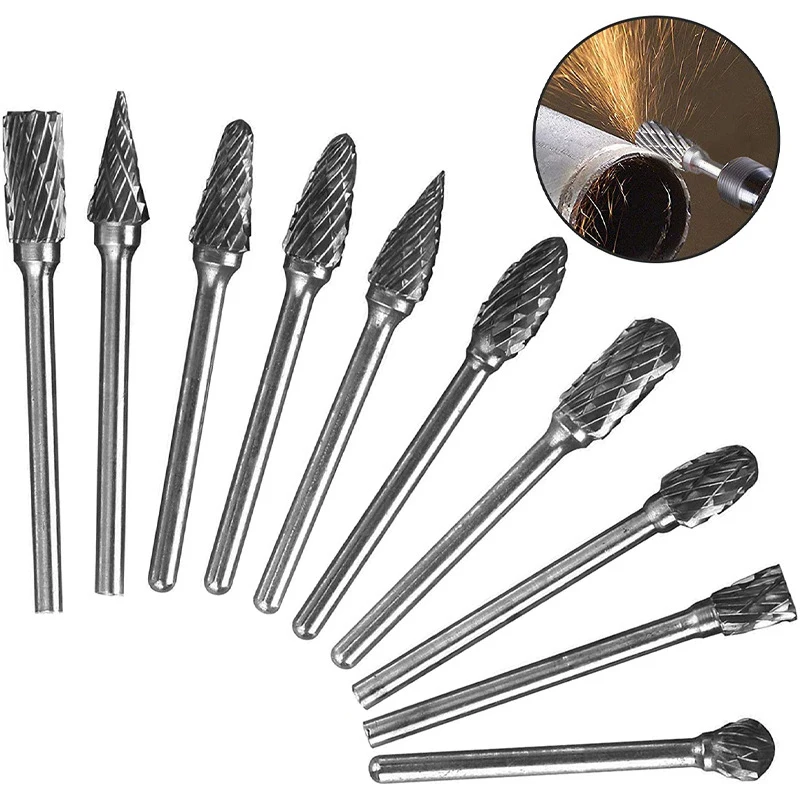 

1/8" Shank Tungsten Carbide Burs Drill Bits for Metal Milling Cutter Carbide Electric Rotary Tools Dremel Woodworking Accessory