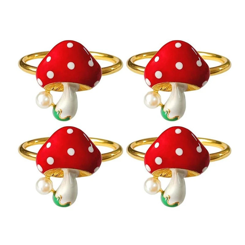 4 Pcs Mushroom Napkin Rings,Red Napkin Ring Holders Holiday Table Decor For Valentine's Day,Wedding,Christmas Day,Etc
4 Pcs Mushroom Napkin Rings,Red Napkin Ring Holders Holiday Table Decor For Valentine's Day,Wedding,Christmas Day,Etc