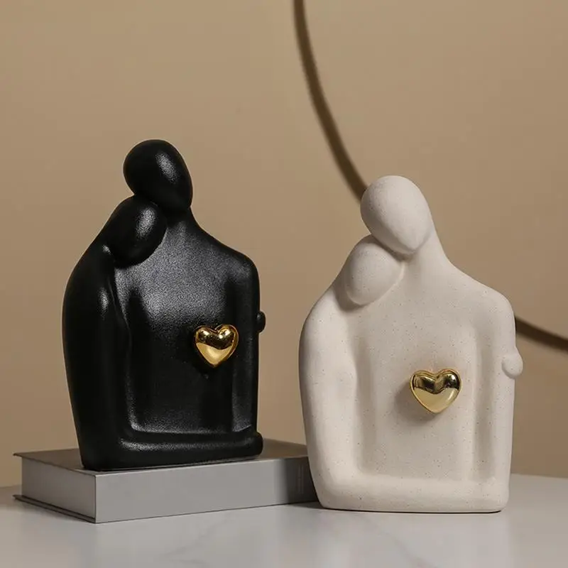 

Creative Abstract Characters Couple Ornaments Frosted Ceramic Home Decorations Modern Art Sculpture Crafts Wedding Gifts