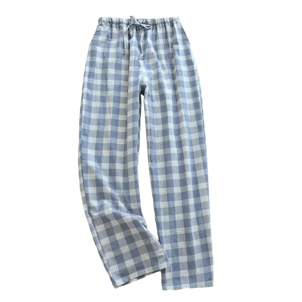 

Pajama Mens Clothes Trousers Men Flannel Cotton Lounge Pants All Homewear Seasons Long Bottoms Nightwear Plaid Johns Sleep