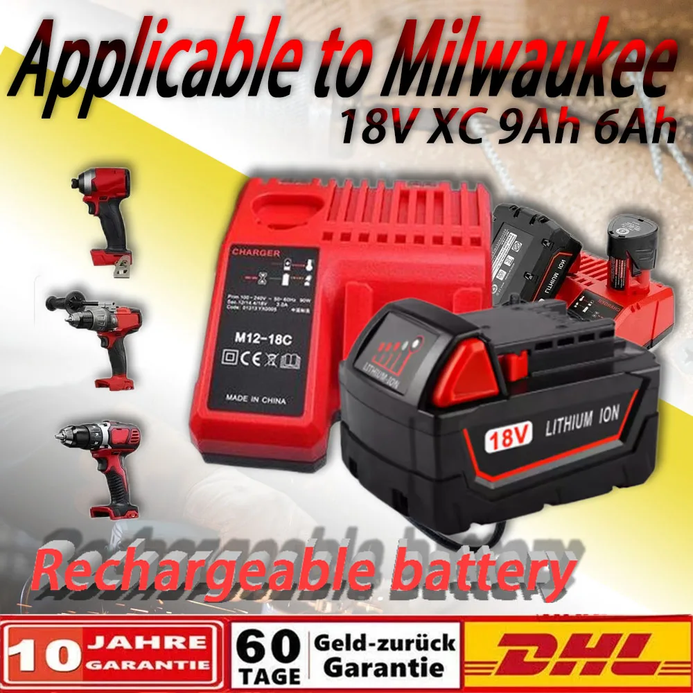 18V M18B6 XC 9.0For Milwaukee M18 Battery Ah Li-Ion 48-11-1860 48-11-1852 Or Charger 48-11-1850 48-11-1840 Cordless Power Tools
18V M18B6 XC 9.0For Milwaukee M18 Battery Ah Li-Ion 48-11-1860 48-11-1852 Or Charger 48-11-1850 48-11-1840 Cordless Power Tools
