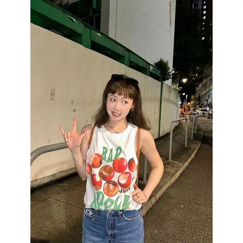 Summer mid-length apple print loose couple vest suspender summer national fashion brand versatile cover flesh student sleeveless
Summer mid-length apple print loose couple vest suspender summer national fashion brand versatile cover flesh student sleeveless