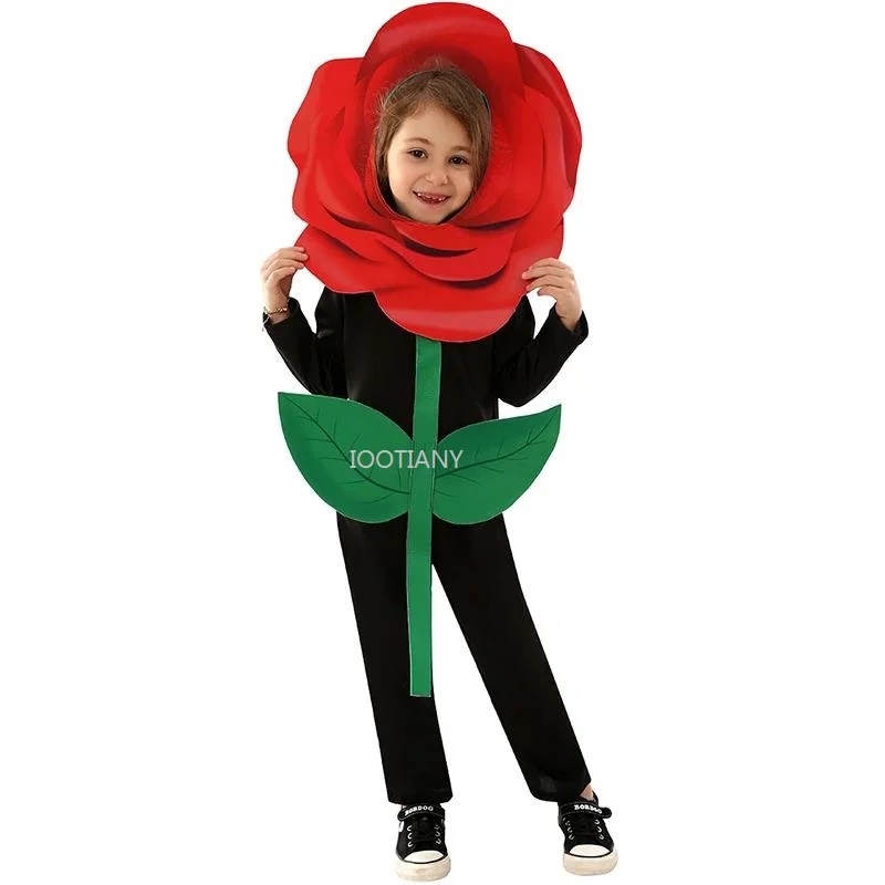 

New Kid Roses Valentine's Day Cos Costumes Children's Day Performance Costumes Halloween Carnival Plant Party Dress Up