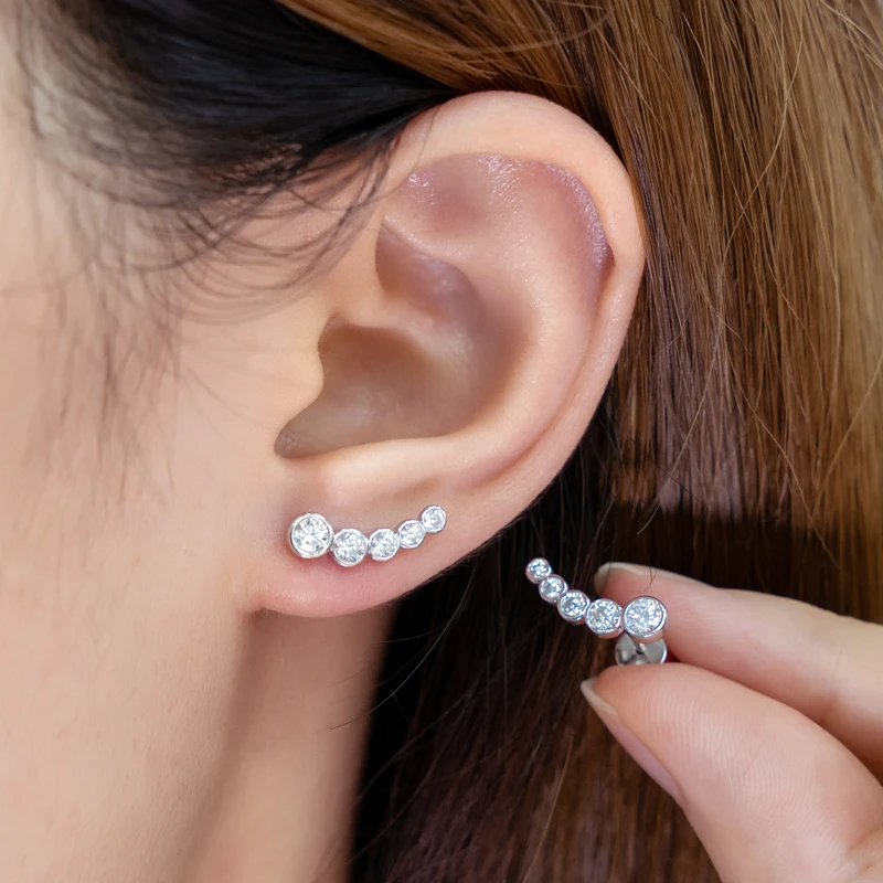 Anziw Earrings Climber with D0.43CT Bezel D Color Moissanite Piercing Studs 100% 925 Silver for Women Jewelry GRA Certificate
Anziw Earrings Climber with D0.43CT Bezel D Color Moissanite Piercing Studs 100% 925 Silver for Women Jewelry GRA Certificate