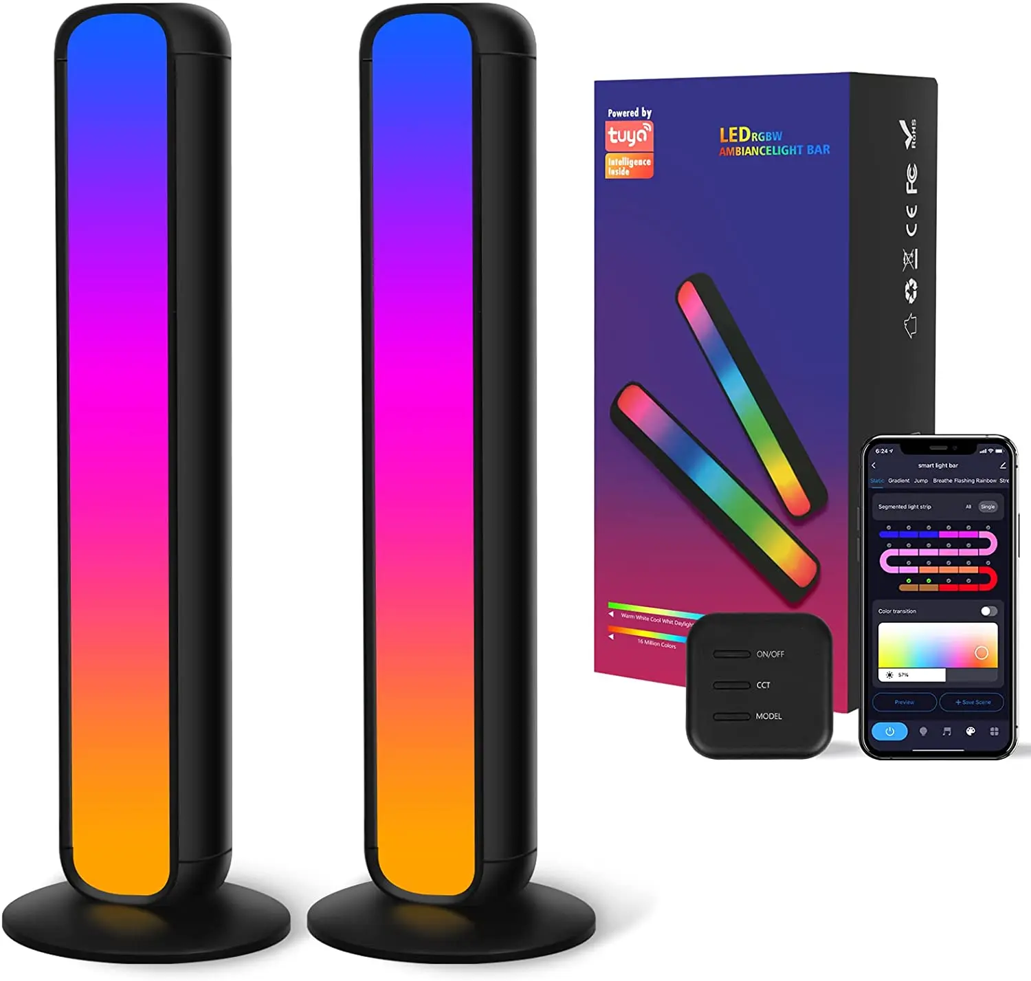 

Tuya Smart Desktop Atmosphere Light Wifi Voice Controlled Music Rhythm Background Light Magic Color RGB Pickup LED decorative