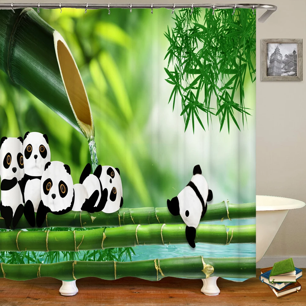 3D Printed Cartoon Cute Panda Shower Curtain Green Plant Bamboo Scenery Bathroom Polyester Waterproof Shower Curtain With Hook
3D Printed Cartoon Cute Panda Shower Curtain Green Plant Bamboo Scenery Bathroom Polyester Waterproof Shower Curtain With Hook