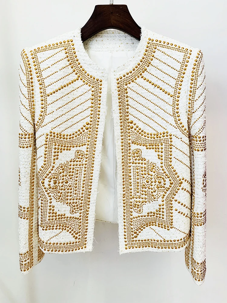 HIGH STREET Newest F/W 2023 Designer Fashion Women Stunning Metal Rivet Beaded Tweed Jacket
HIGH STREET Newest F/W 2023 Designer Fashion Women Stunning Metal Rivet Beaded Tweed Jacket