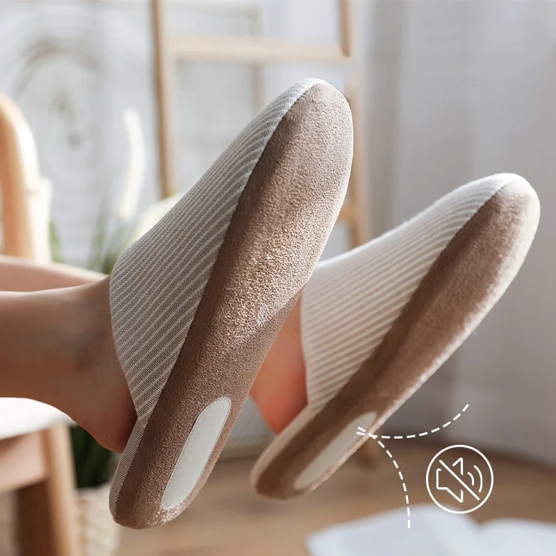 

009New simple cotton slippers with soft soles for couples, spring and autumn household indoor cotton slippers, comfortable