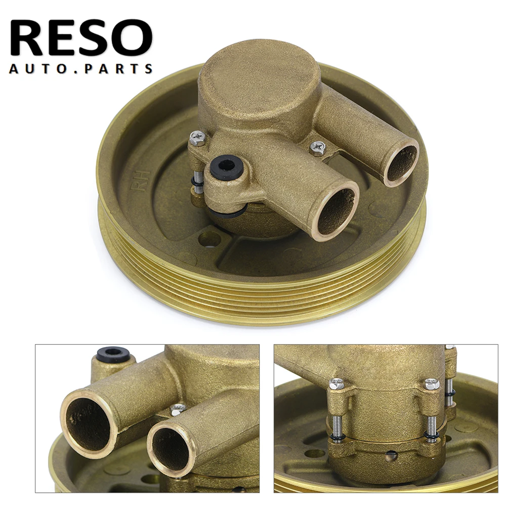 

RESO 21212799 Replace 3812519 Raw Sea Impeller Water Pump with Serpentine Pulley For Volvo Penta V6 V8 4.3 5.0 5.7