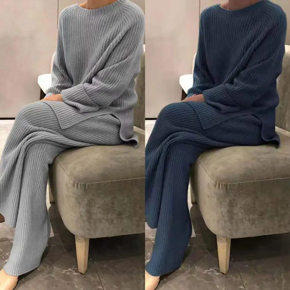 Autumn Winter 2 Pieces Women Outfit Sets Knitted Tracksuit Crew Neck Sweater and Wide Leg Jogging Pant Loose Pullover Home Suits
Autumn Winter 2 Pieces Women Outfit Sets Knitted Tracksuit Crew Neck Sweater and Wide Leg Jogging Pant Loose Pullover Home Suits