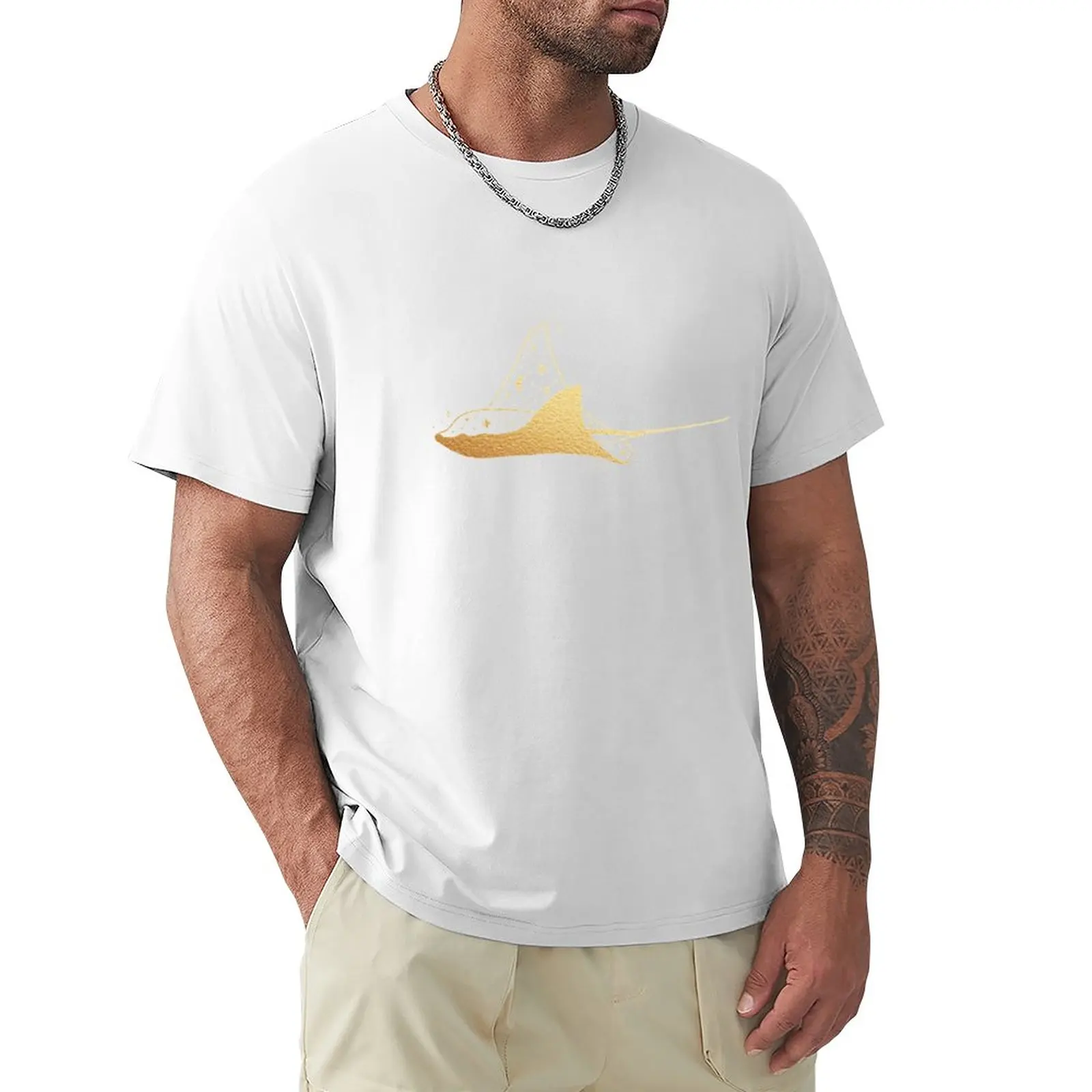 

Golden Manta Ray Stars Constellation T-Shirt vintage clothes blank t shirts plain t-shirt Men's t-shirt