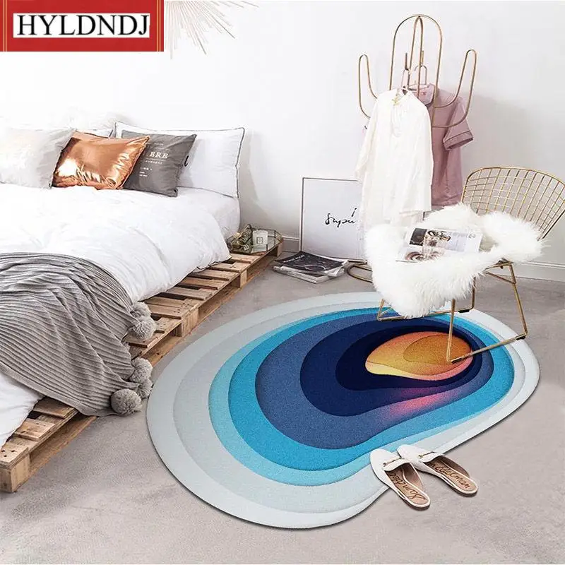 

High Quality Floor Mats Carpets Rug Irregularity Round Blue for Bedroom Living Room Non-Slip Large Area Soft Modern Parlor Mat