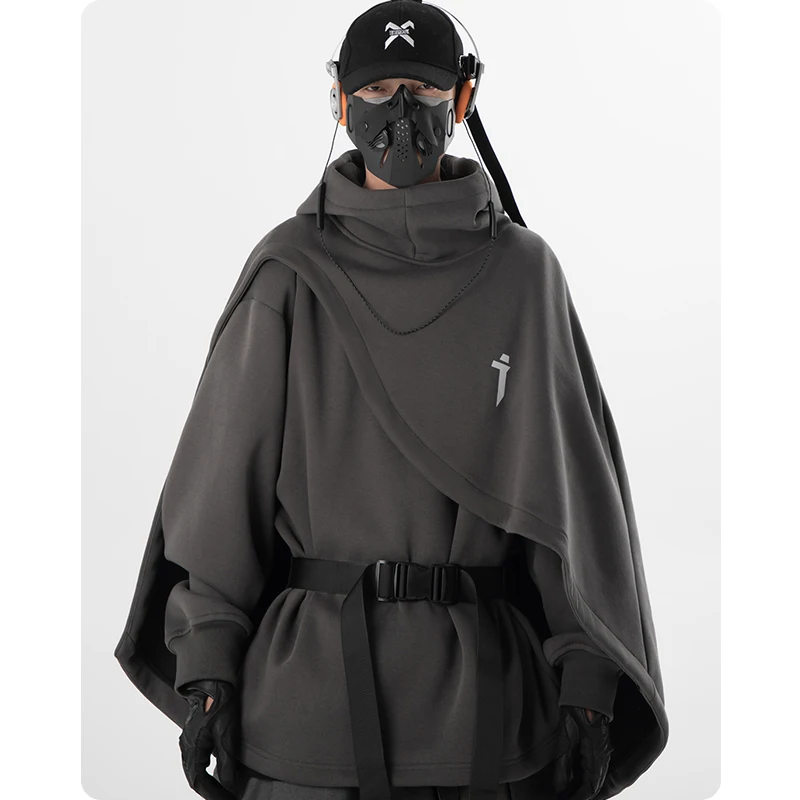 Functional High Neck Cloak Hooded Sweater Two Piece Cloak Hoodie Men's Clothing Harajuku Sweatshirt High Street Streetwear Top
Functional High Neck Cloak Hooded Sweater Two Piece Cloak Hoodie Men's Clothing Harajuku Sweatshirt High Street Streetwear Top