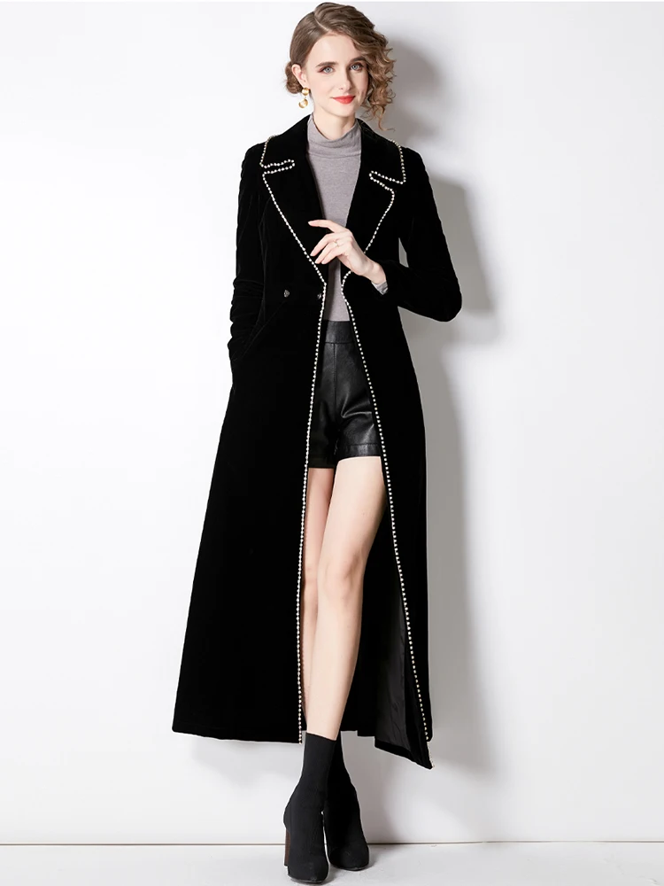 Winter Designer Vintage Notched Collar Single Button Black Maxi Outwear Women's Thickening Warm Velvet Cotton Padded Long Coat
Winter Designer Vintage Notched Collar Single Button Black Maxi Outwear Women's Thickening Warm Velvet Cotton Padded Long Coat
